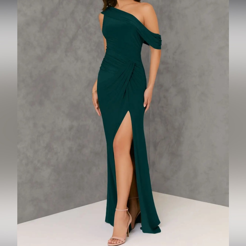 Azazie Rorie Dress - pine- size 10 - Picture 3 of 6